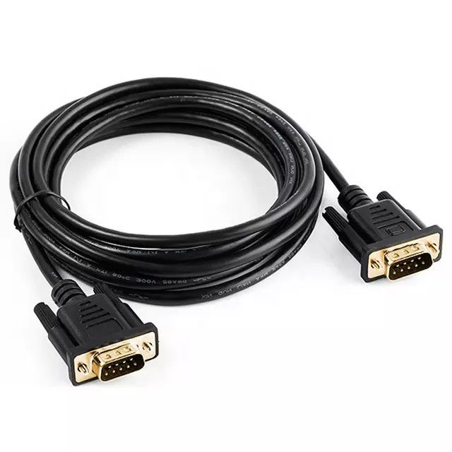 RS232 DB9 Σειριακό καλώδιο 9 ακίδων από Αρσενικό σε Αρσενικό Χρυσή πλάκα μετάδοσης δεδομένων βίντεο