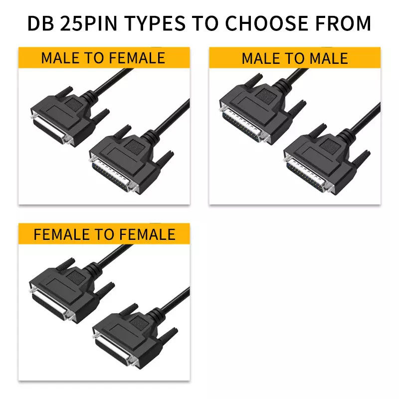 D-Sub 25 ακροδεκτών Db25 σε Db25 Καλώδια παράλληλης επικοινωνίας αρσενικό σε θηλυκό