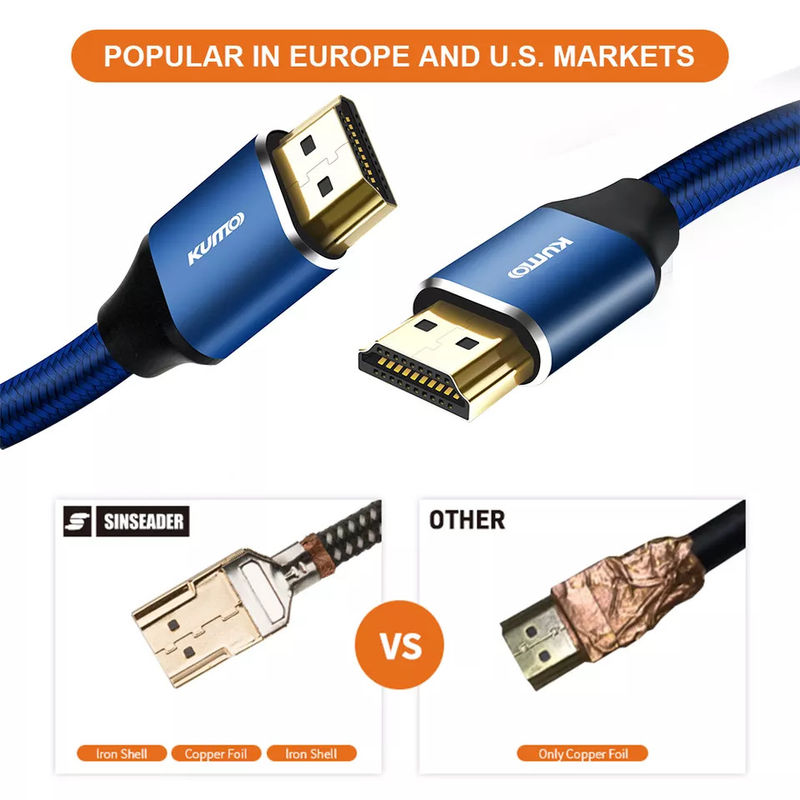 Δοκιμή HDR TDR 48gbps Επιχρυσωμένο καλώδιο 4k HDMI 120Hz Υποστηρίζει Ethernet 3D 4K HDTV