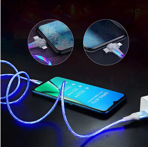 3in1 Flow Luminous Lighting USB καλώδιο για Samsung 3 σε 1 2in1 LED Micro USB Τύπος C 8Pin φορτιστή Σύρμα για iPhone Huawei Xiaomi