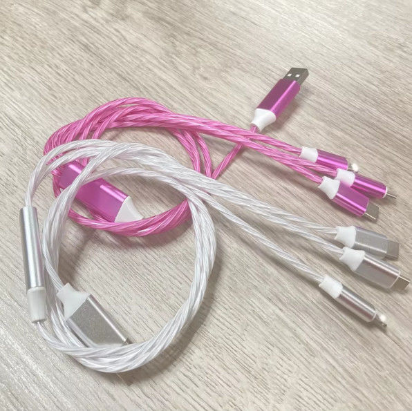 Ζεστή πώληση εργοστασιακή τιμή 3 σε 1 καλώδιο USB για φωτισμό τη νύχτα και μεταφορά ημερομηνίας λάμψη καλώδιο