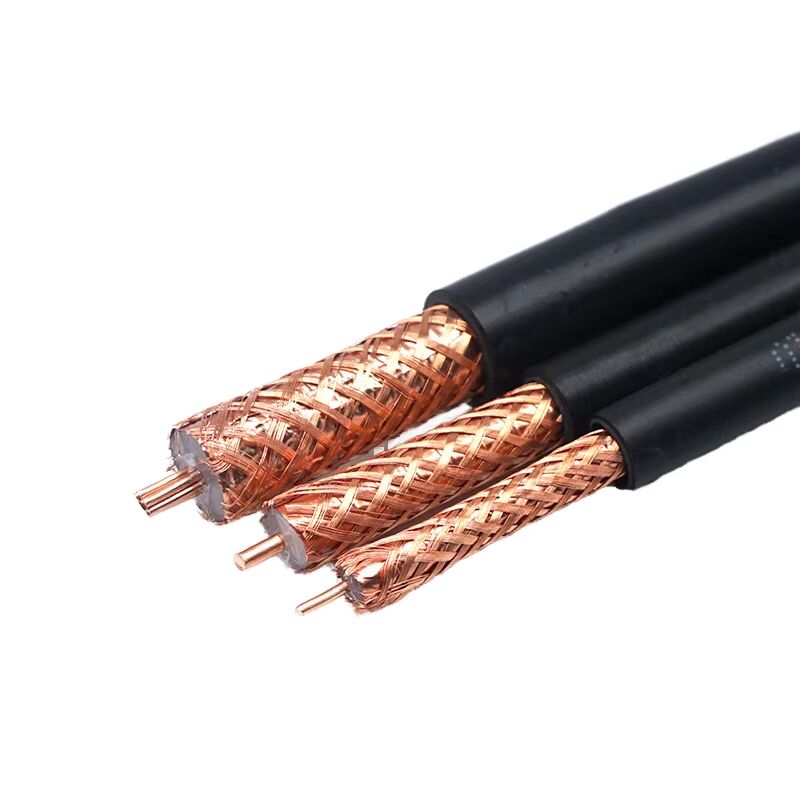 OFC Copper Coaxial Cable ∆εκατρίπλευρη ασπίδα με βαριά κοτσίδα χαλκού, επαγγελματική καλωδίωση χαμηλής αραιότητας