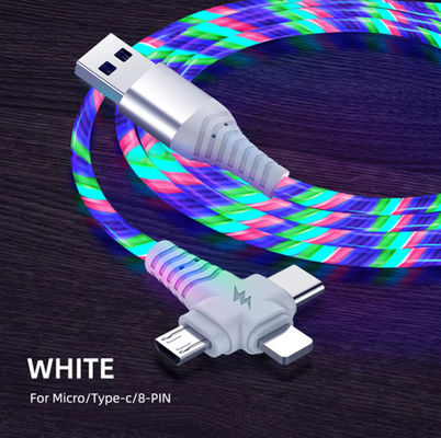 3in1 Flow Luminous Lighting USB καλώδιο για Samsung 3 σε 1 2in1 LED Micro USB Τύπος C 8Pin φορτιστή Σύρμα για iPhone Huawei Xiaomi