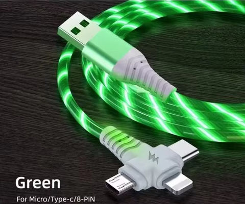 Ζεστή πώληση εργοστασιακή τιμή 3 σε 1 καλώδιο USB για φωτισμό τη νύχτα και μεταφορά ημερομηνίας λάμψη καλώδιο